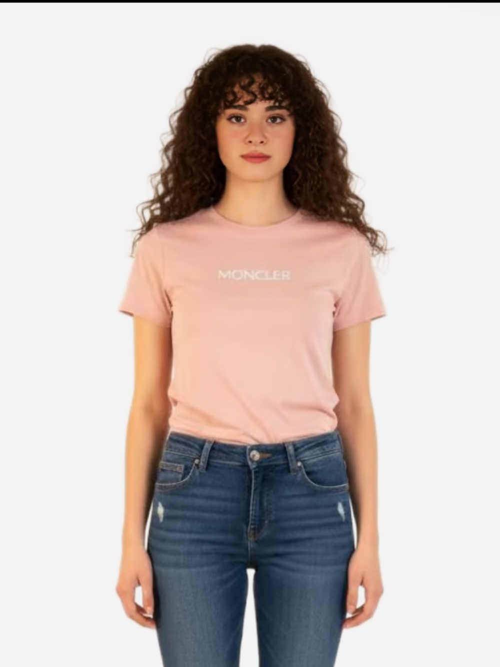 NWOT 100% Authentic Moncler Cream/Pink Color T-Shirt size S